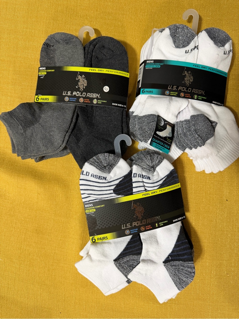 U.S. Polo Assn. Men's Low-Cut Athletic Sock 6-Pack - White & Gray